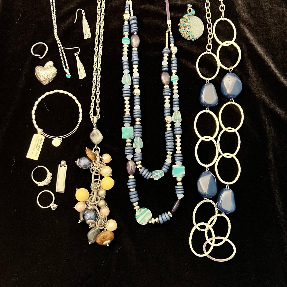 Jewelry Lot Alex and Ani Bangle Lia Sophia Chicos Necklaces Rings Earrings 13pc